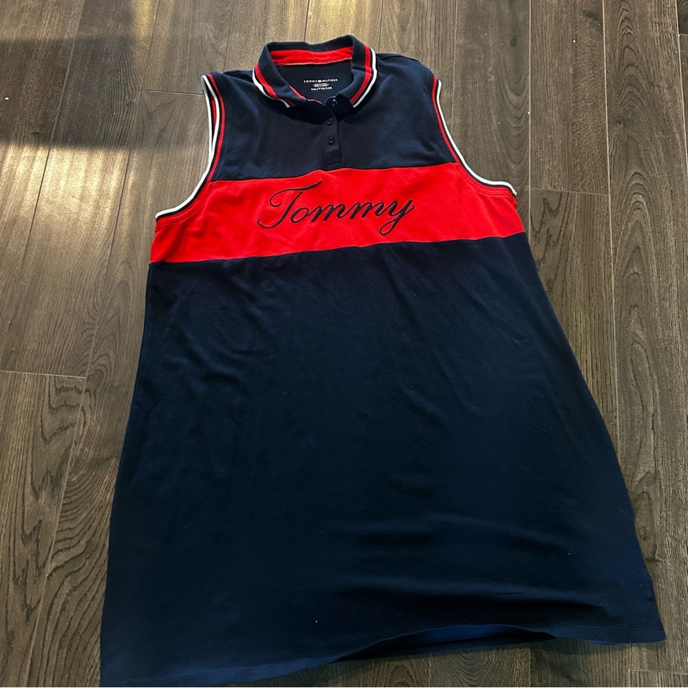 Tommy Hilfiger Dark Blue Polo with Red and White Collar - Picture 3 of 9